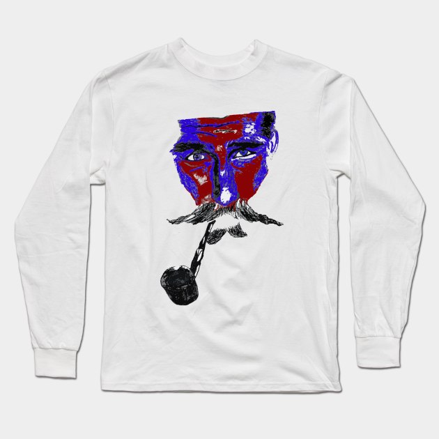 Tobacco Pipe Man Long Sleeve T-Shirt by OWL  DESIGN WORKSHOP